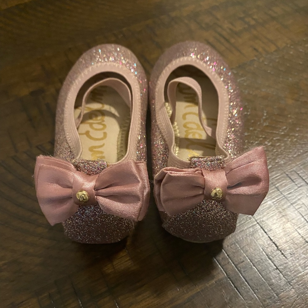 Sam Edelman kid glitter pink ballet flat.
